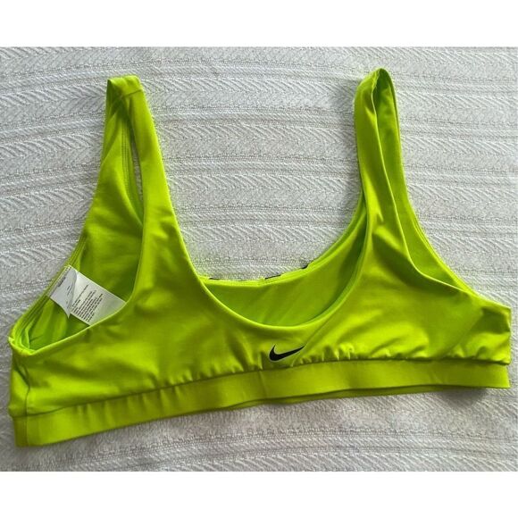 Nike Women's XLARGE Logo Scoop Neck Bikini Top in Lime Green - Picture 3 of 10